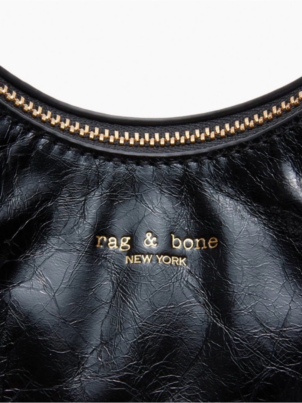 Rag & Bone Hudson Hobo black crackle leather NWT - Picture 3 of 5